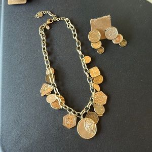 Chicos coin jewelry necklace and earring set